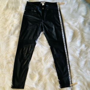 Coated Faux Leather Wet Look Zipper Skinny Jeans